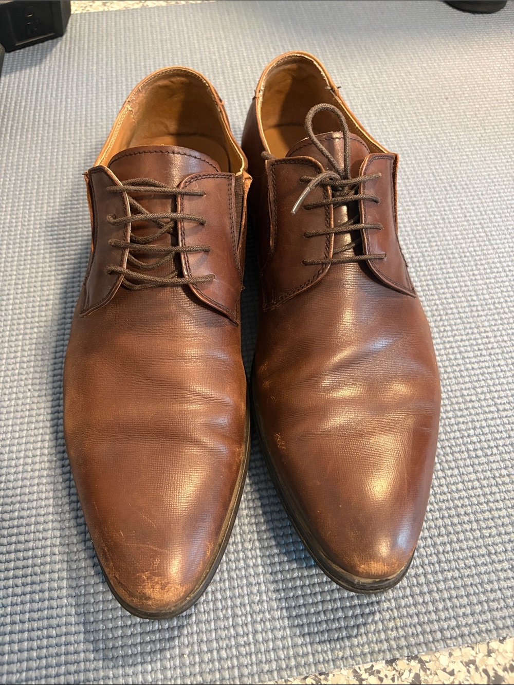 Men's Brown Leather Dress Shoes - Classic Lace-Up